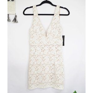 AKIRA White Lace Mini Dress Wired V-Neck Size M